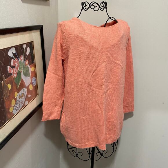 Ann Taylor Pullover Sweater Size Medium Knitted Peach Oversized Wide Neck - Picture 6 of 7